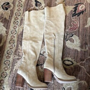 Kelsi Dagger over the knee boots in cream